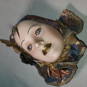 Vintage Stuffed Carnival Ceramic Wall Face Mask Stuffed